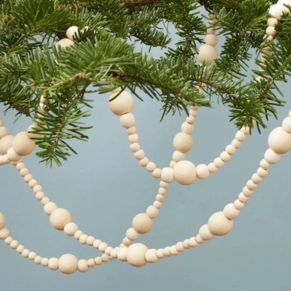 Hearth & Hand 12' Natural Wood Beaded Garland-QTY 1